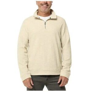 Dockers Men's Quarter Zip Cream Pullover Sweater, Medium